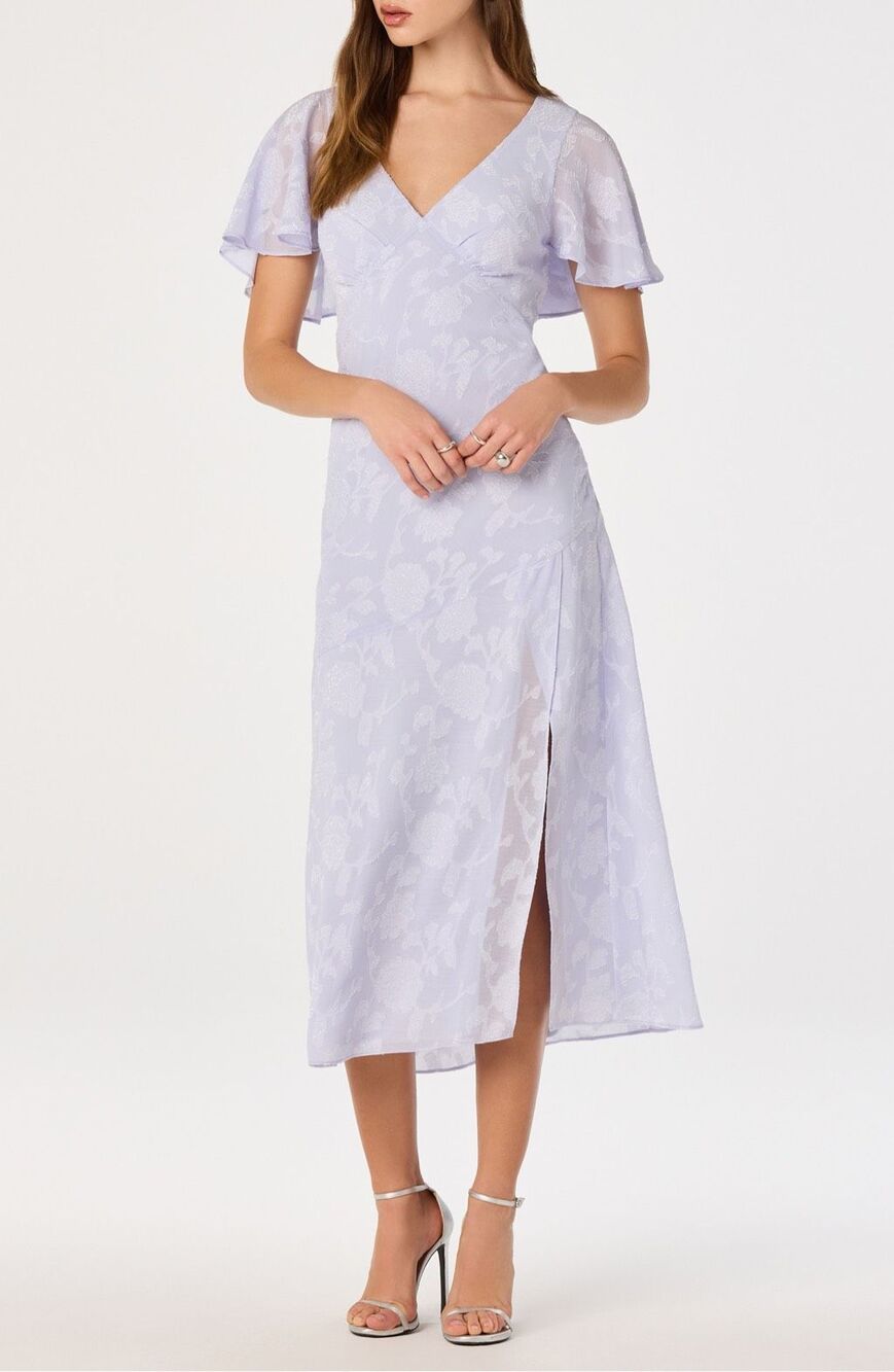 ASTR The Label Floral Flutter Sleeve Cutout Back Midi Dress Size M
